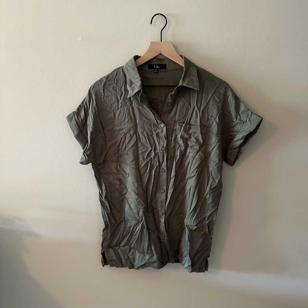 Lulus | Boxy army green button up top
